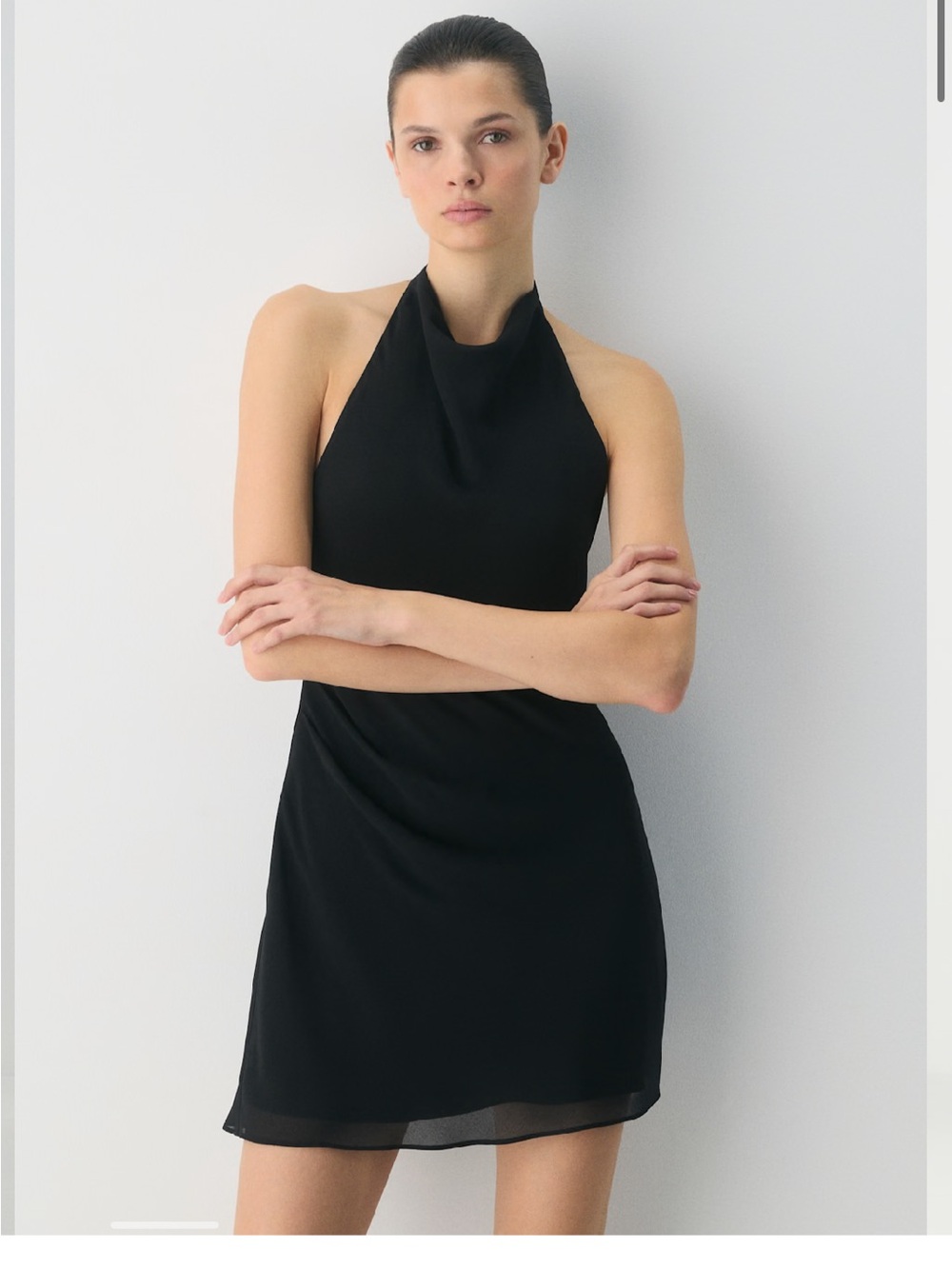 Aritzia Black Halter Mini Dress